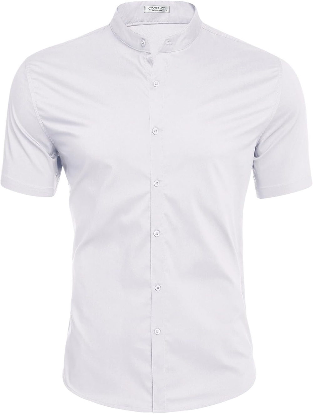 Banded Collar Muscle Fit Dress Shirt